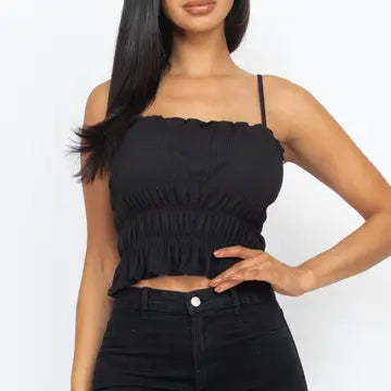 Tiered Shirred Body Crop Top