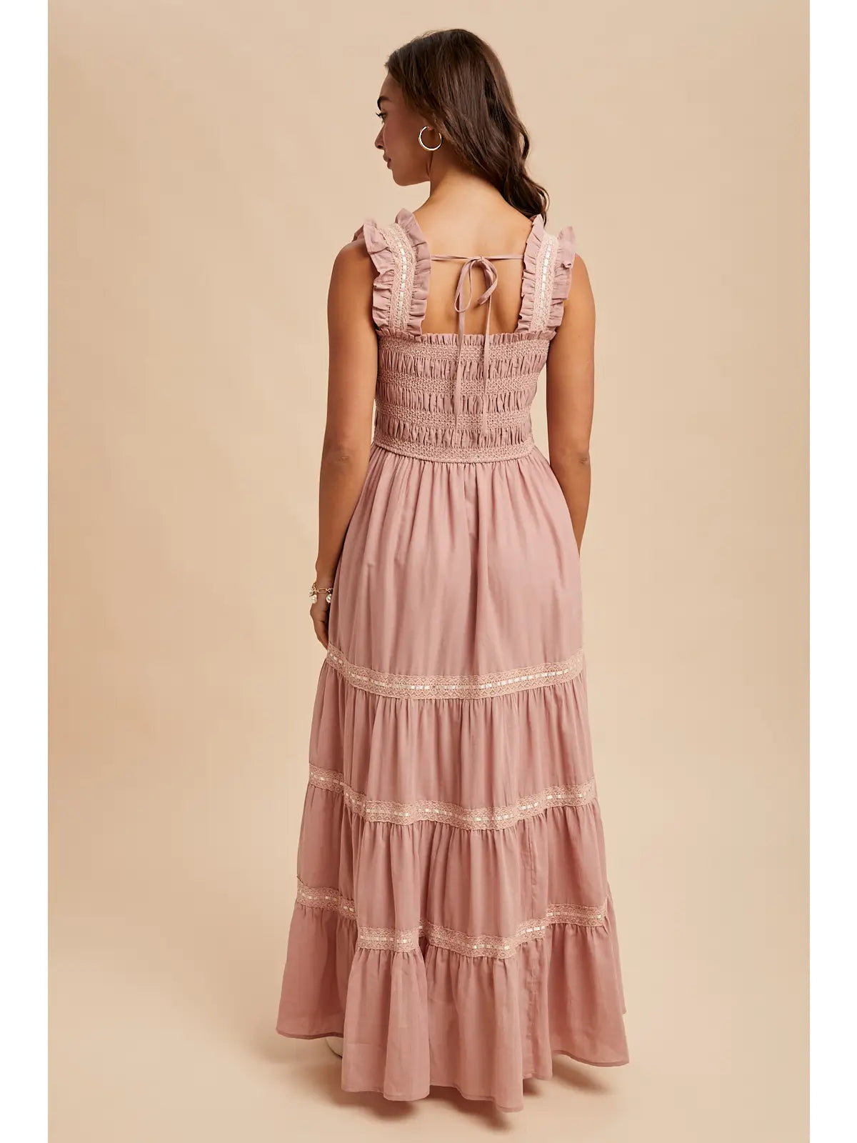 Contrast Smocked Maxi Dress