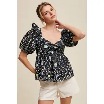 Floral Puff Sleeve Blouse