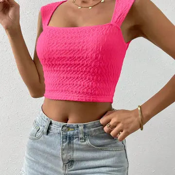 Square-Neck Skinny Cropped Crop Top