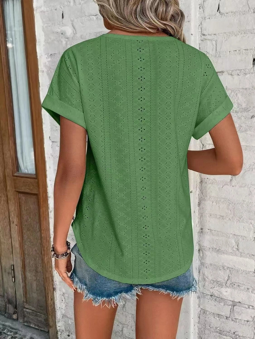 Women's Casual Short Sleeve Shirts Solid Color Trendy Blouses