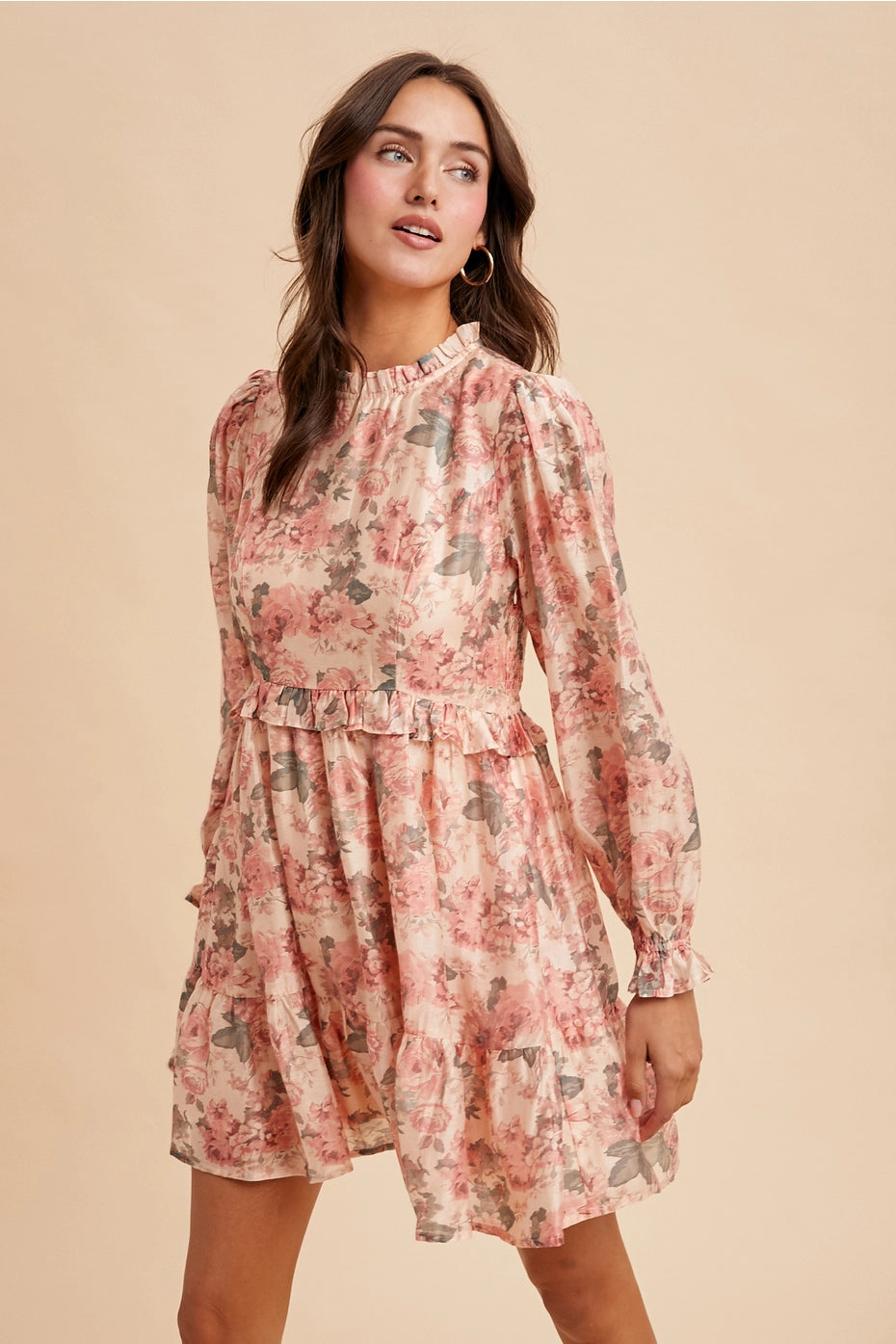 Floral Mock Neck Mini Dress