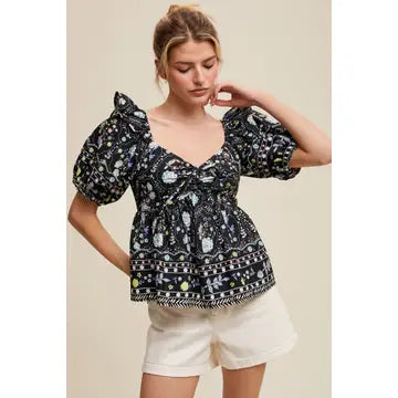 Floral Puff Sleeve Blouse