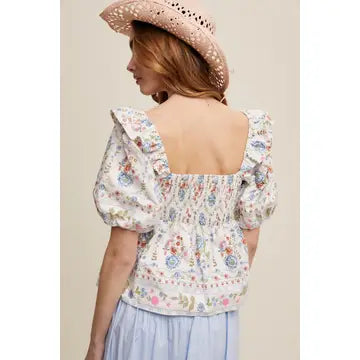 Floral Puff Sleeve Blouse