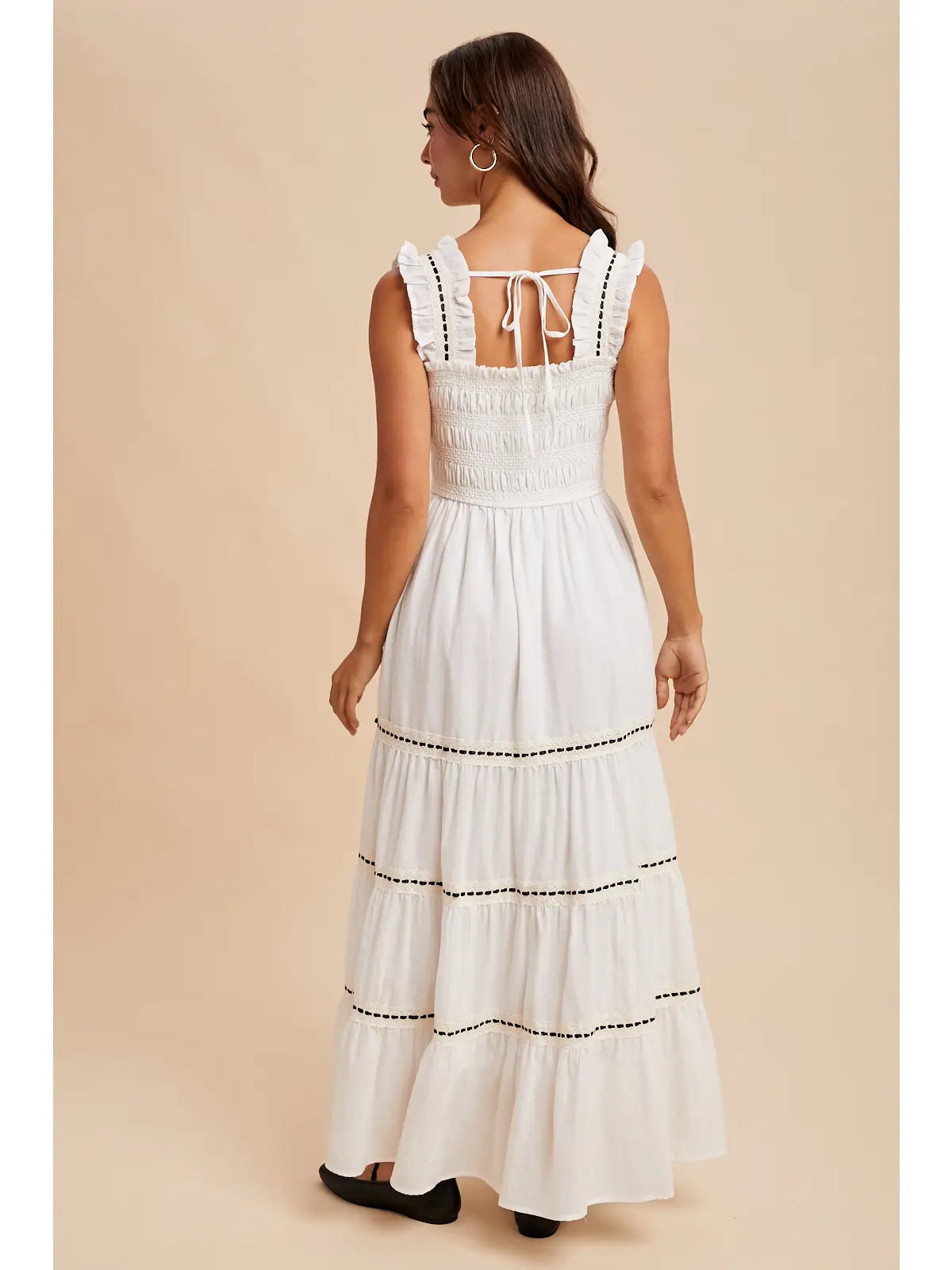 Contrast Smocked Maxi Dress