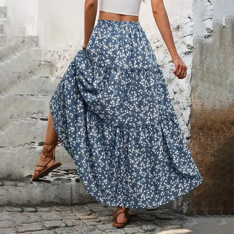 Floral Panels Maxi A-Line Skirt