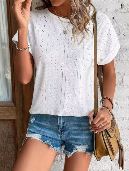 Women's Casual Short Sleeve Shirts Solid Color Trendy Blouses