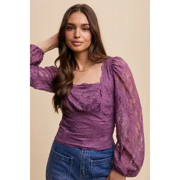 Lace Puff Sleeve Top