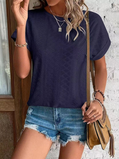 Women's Casual Short Sleeve Shirts Solid Color Trendy Blouses