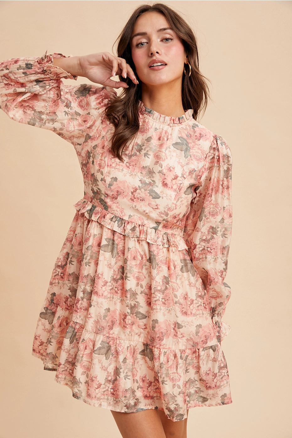 Floral Mock Neck Mini Dress