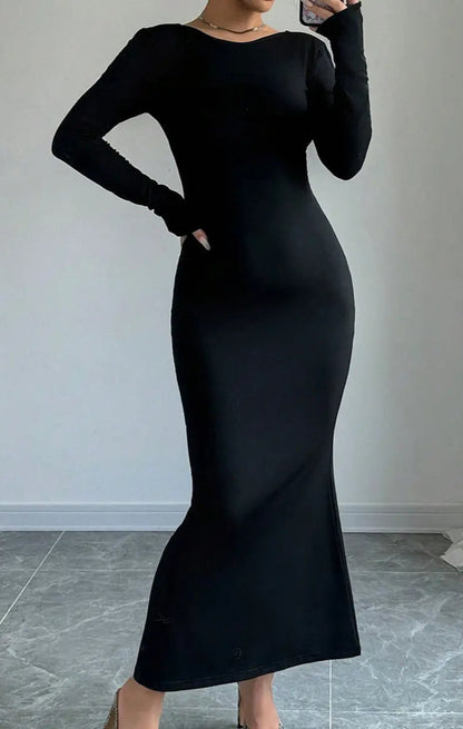 Backless, High-Waisted, Long-Hip Dress