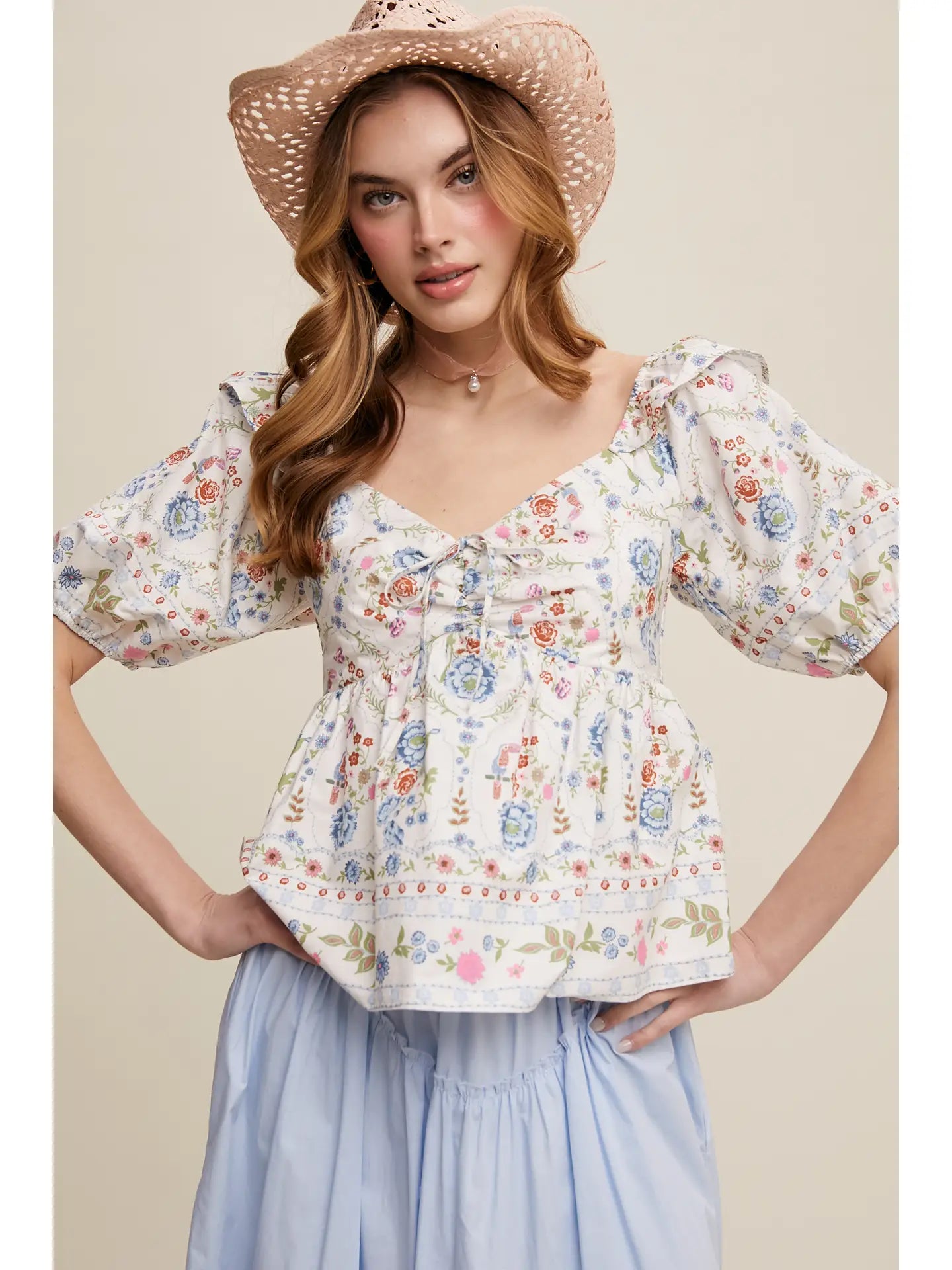 Floral Puff Sleeve Blouse