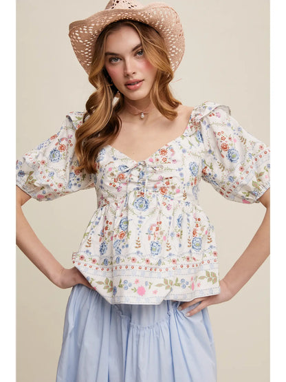 Floral Puff Sleeve Blouse