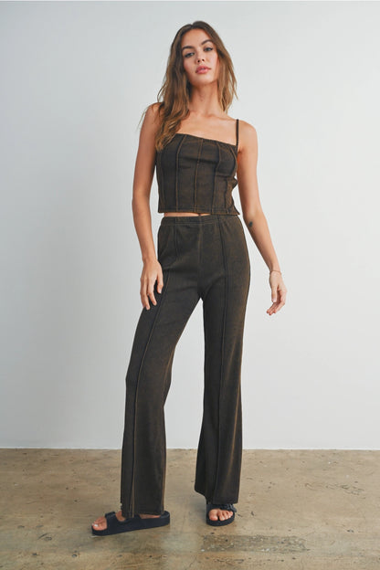 Washed Rib Open Back Tank Top