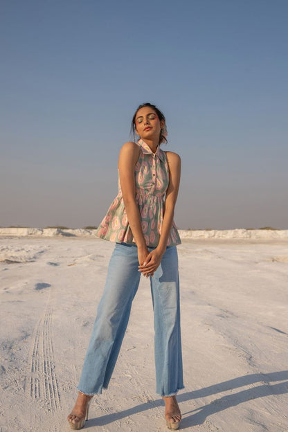 Sleeveless peplum top