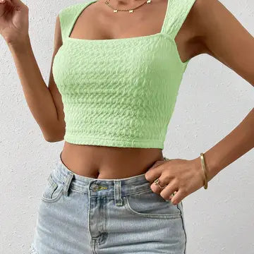 Square-Neck Skinny Cropped Crop Top