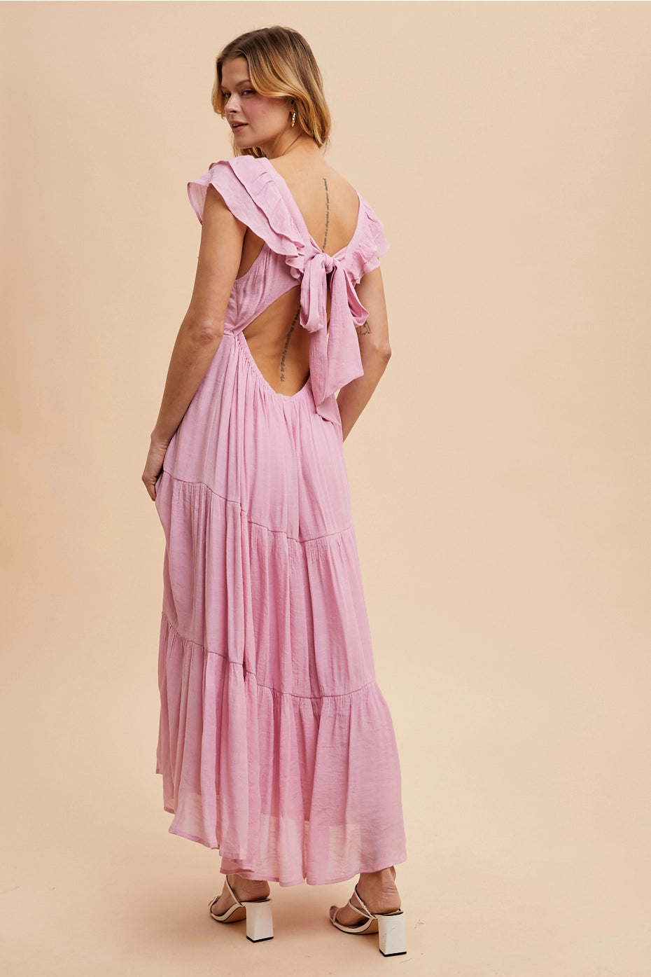 V Neck Ruffled Gauze Dress