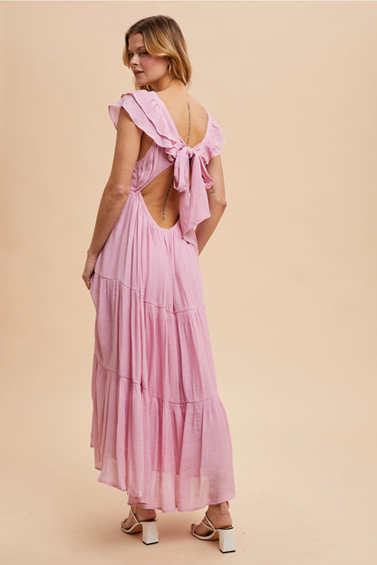 V Neck Ruffled Gauze Dress
