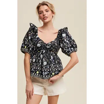 Floral Puff Sleeve Blouse