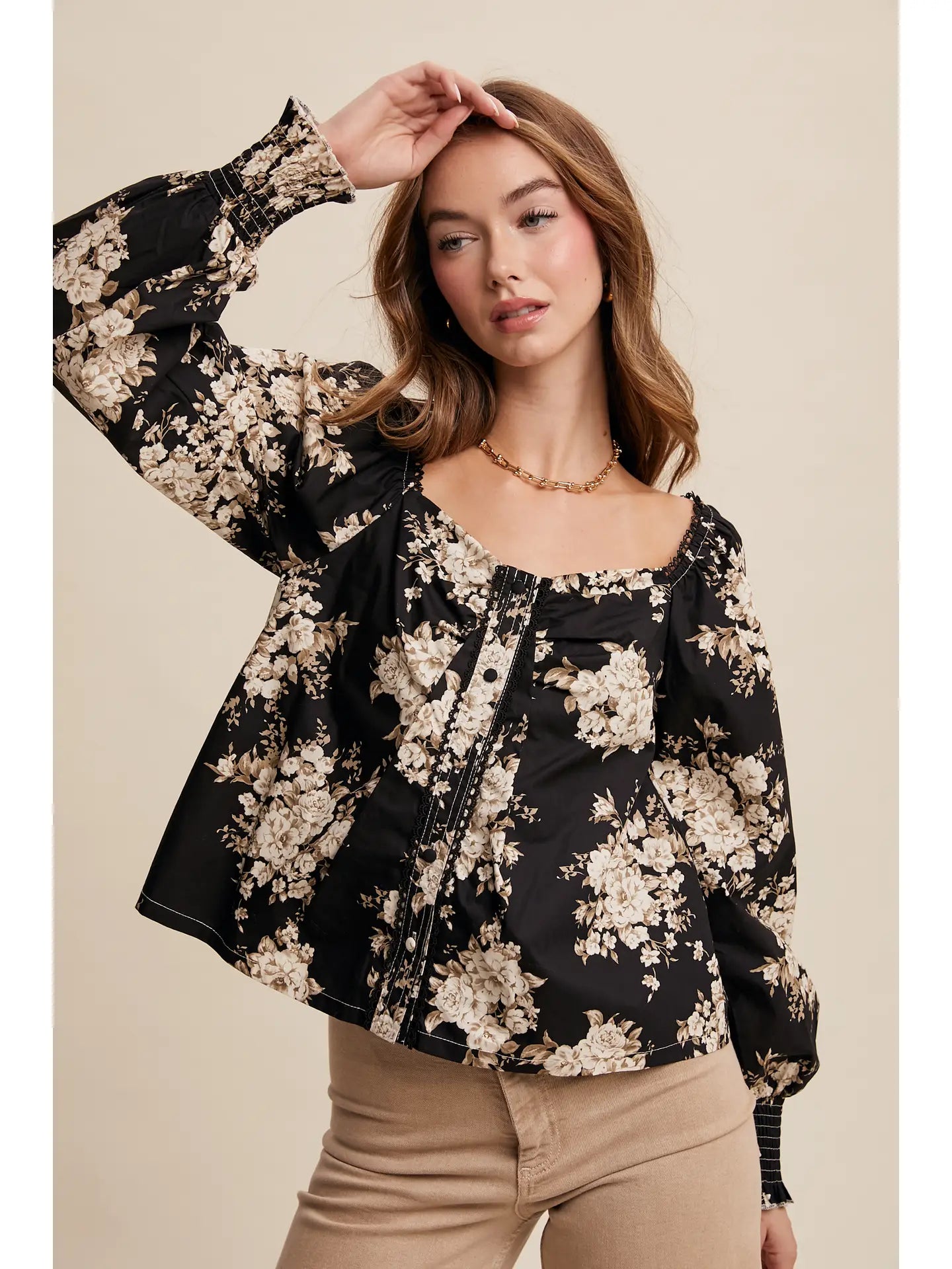 Floral Puff Sleeve Blouse