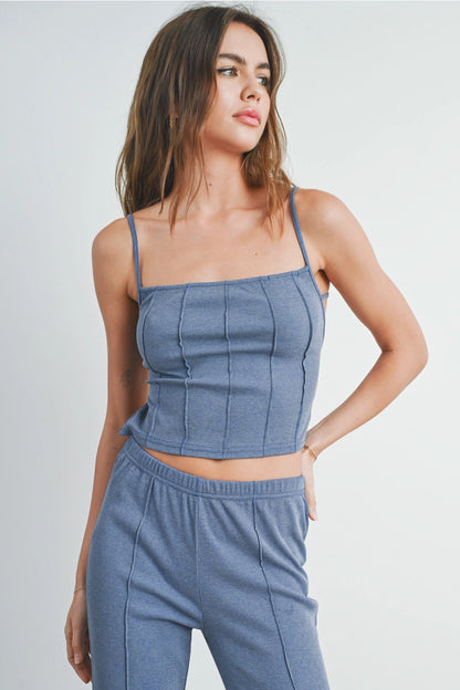 Washed Rib Open Back Tank Top