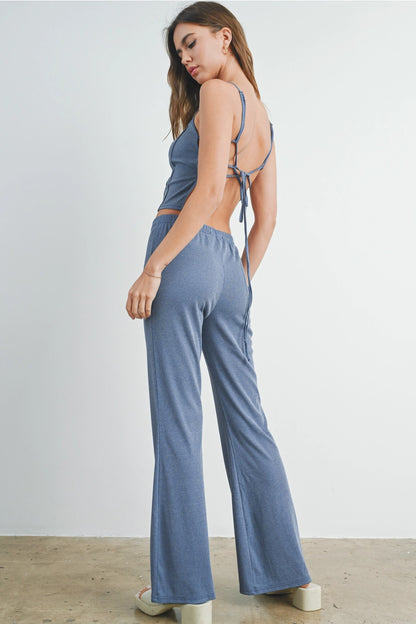 Washed Rib Open Back Tank Top