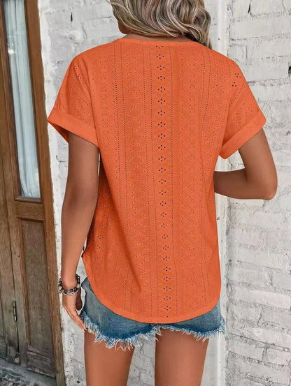 Women's Casual Short Sleeve Shirts Solid Color Trendy Blouses