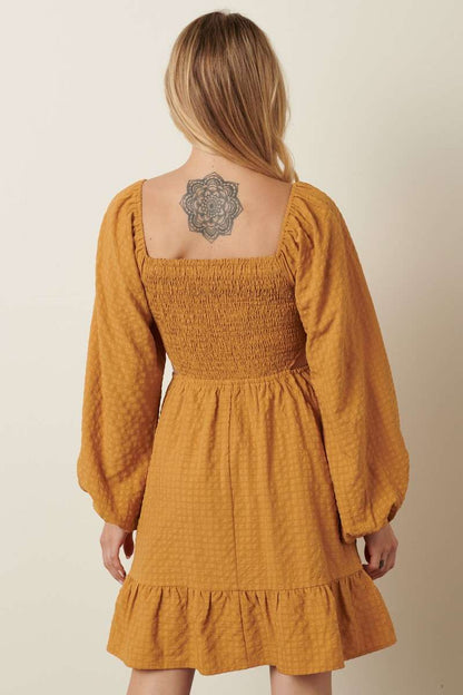 Texture Woven Cut Out Detail Mini Dress