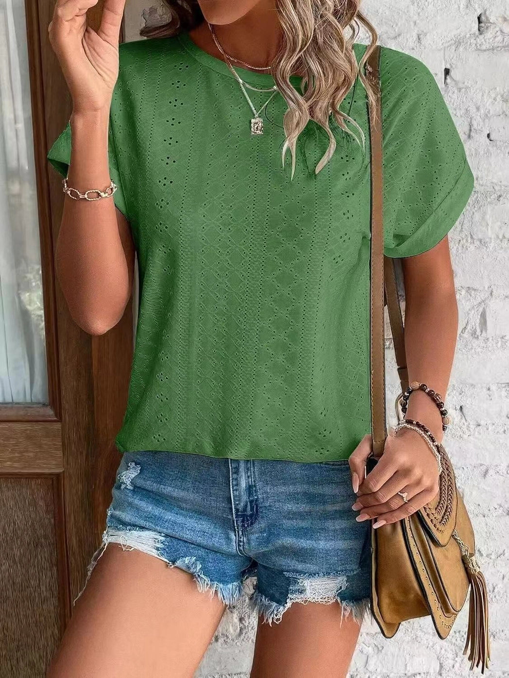 Women's Casual Short Sleeve Shirts Solid Color Trendy Blouses