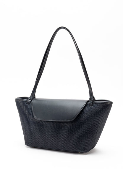 Courrier Tote Raffia/Leather Black