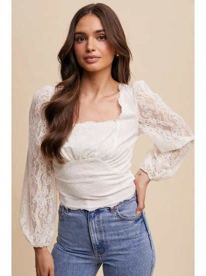 Lace Puff Sleeve Top