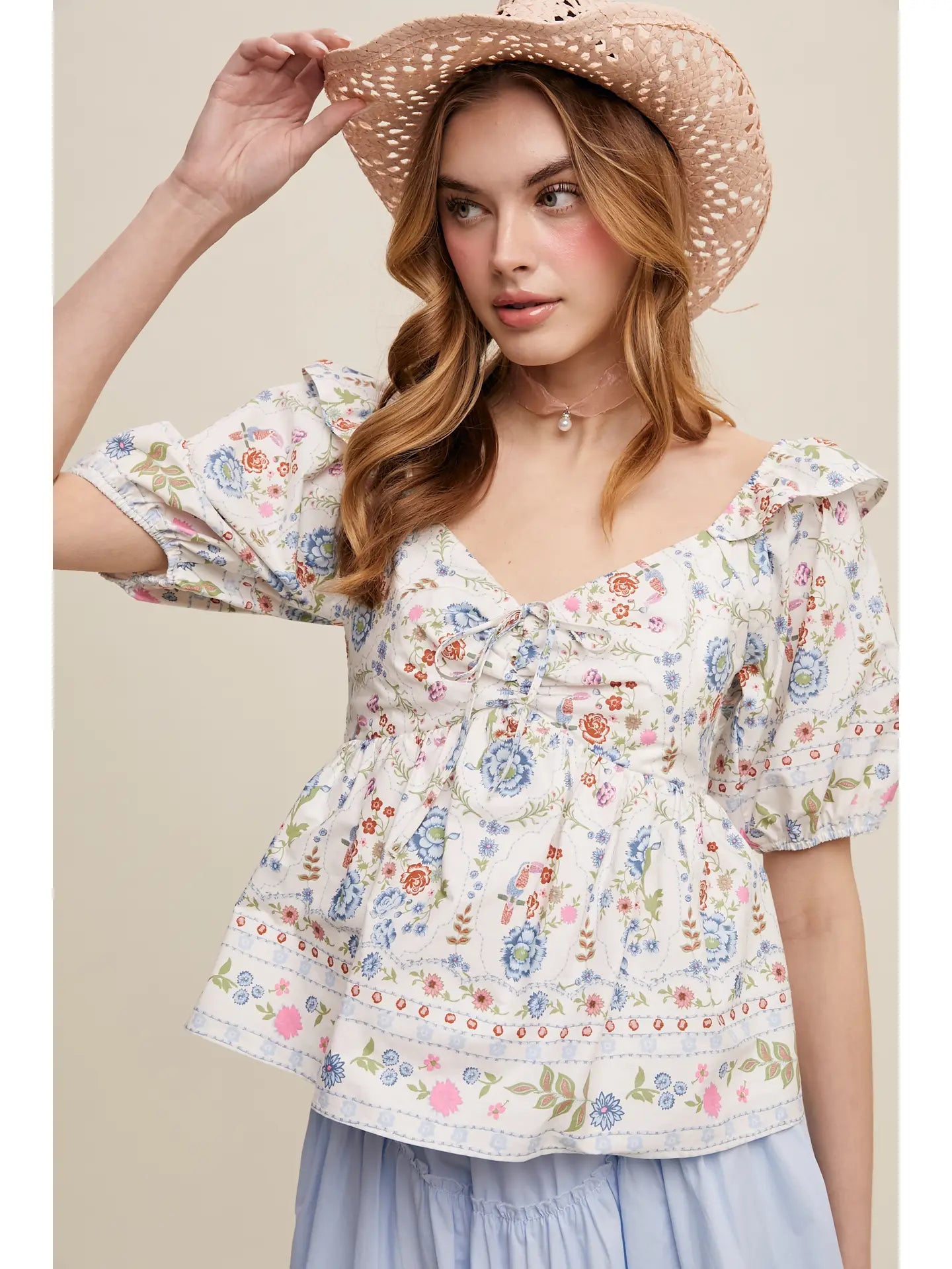 Floral Puff Sleeve Blouse