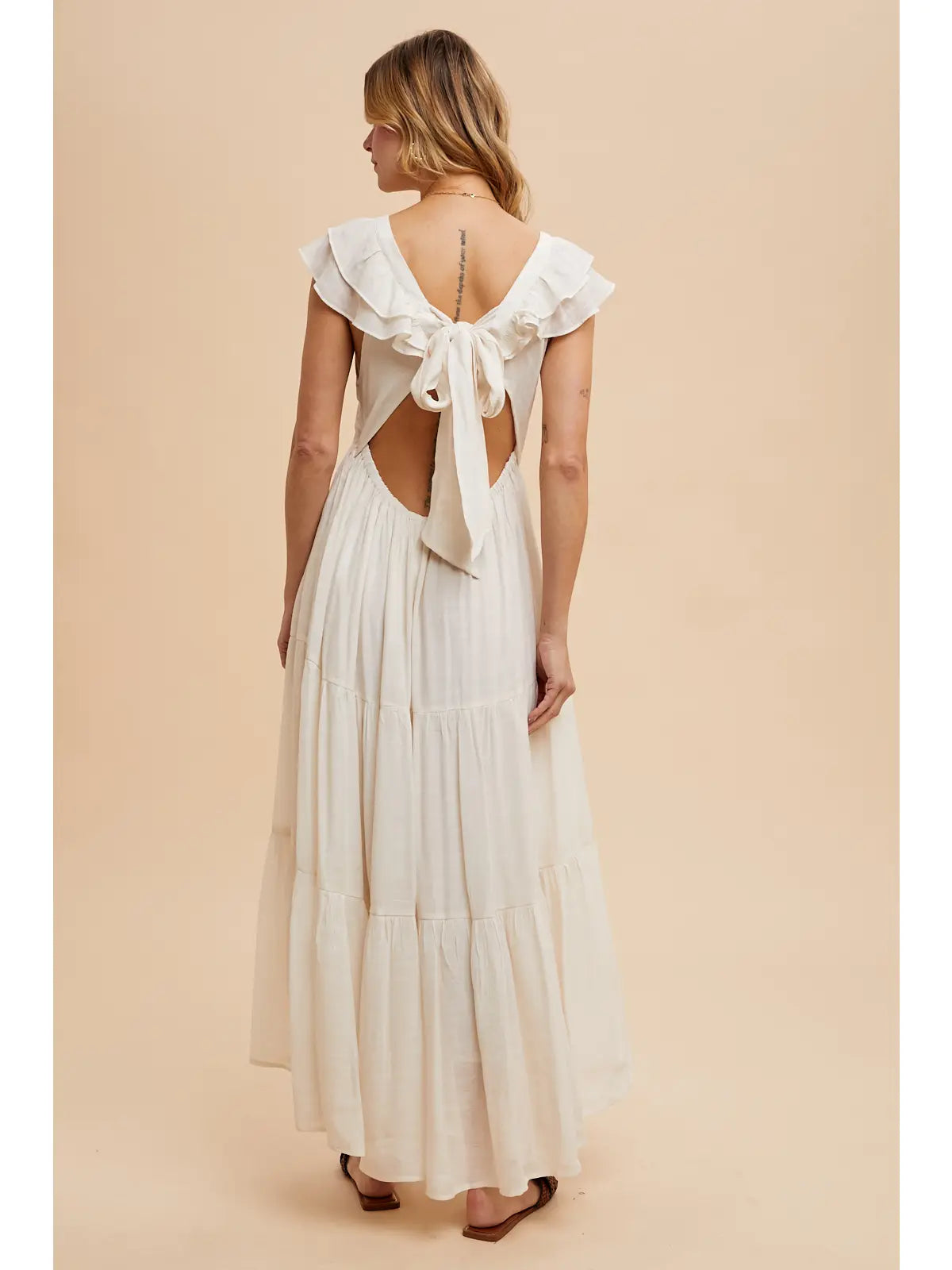 V Neck Ruffled Gauze Dress