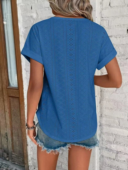 Women's Casual Short Sleeve Shirts Solid Color Trendy Blouses