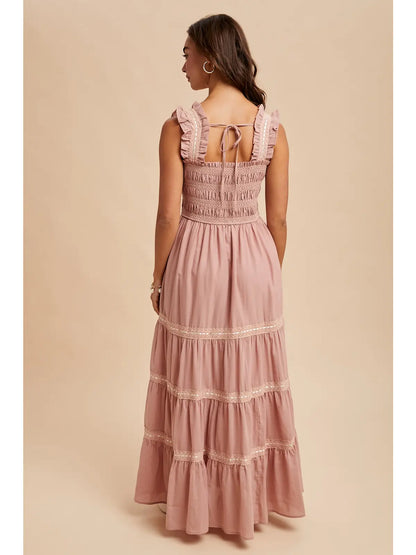 Contrast Smocked Maxi Dress