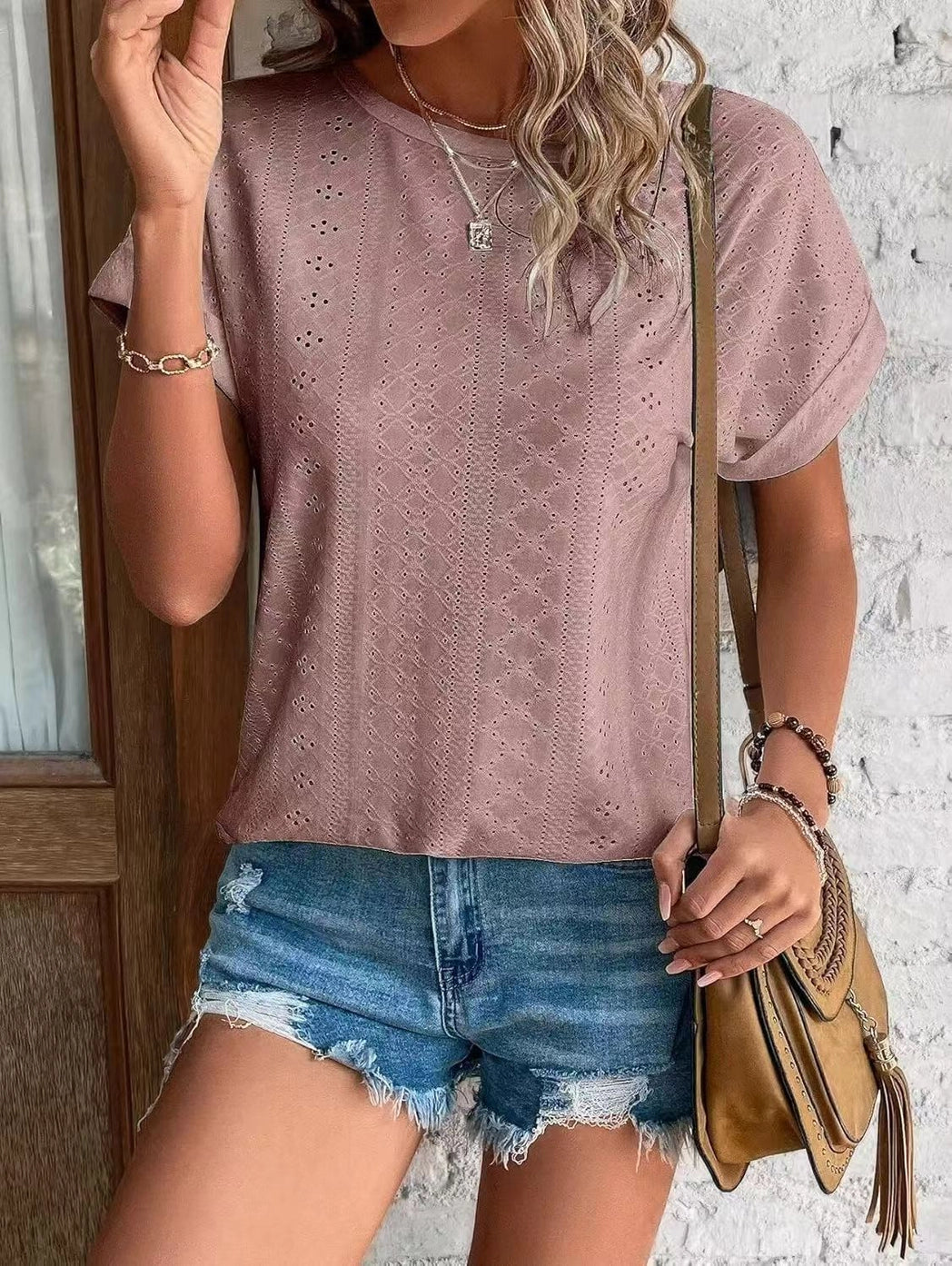 Women's Casual Short Sleeve Shirts Solid Color Trendy Blouses
