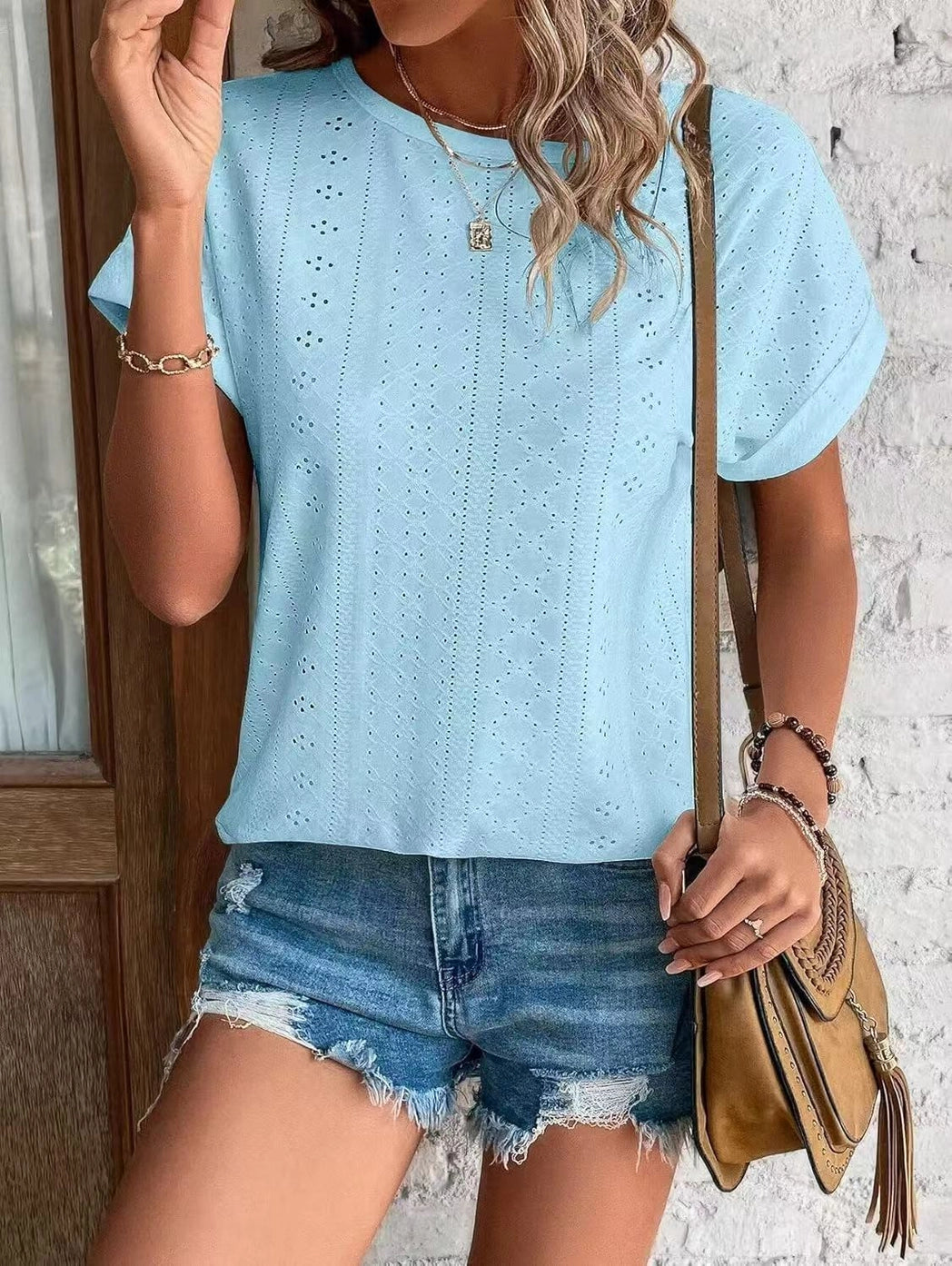 Women's Casual Short Sleeve Shirts Solid Color Trendy Blouses