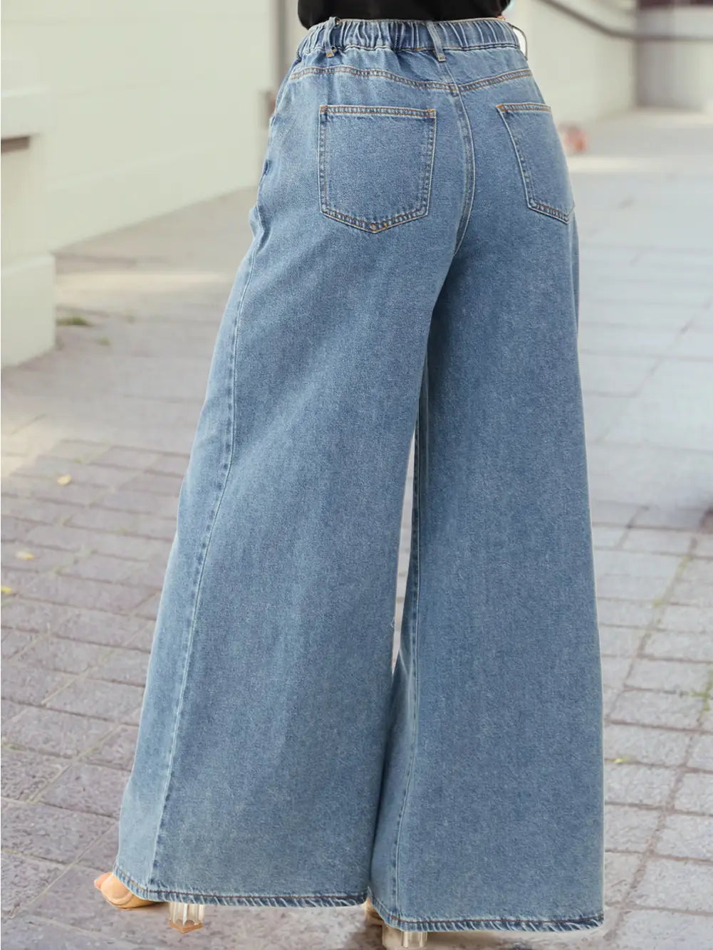 Medium Wash Super Wide Leg Denim Pants