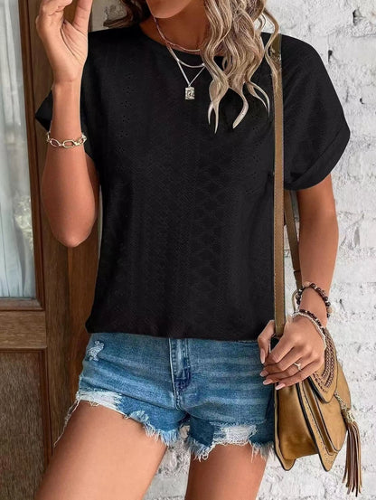 Women's Casual Short Sleeve Shirts Solid Color Trendy Blouses
