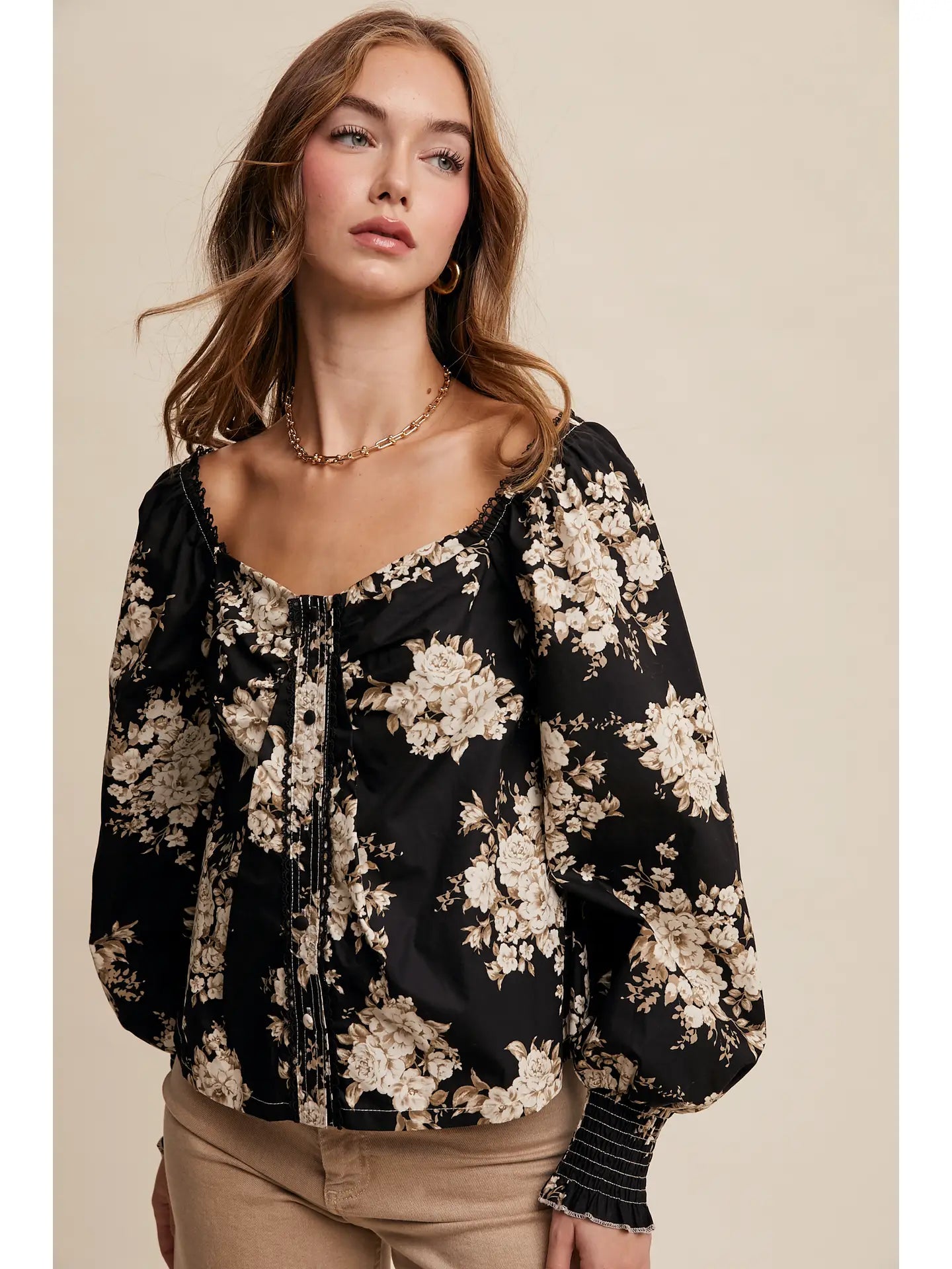 Floral Puff Sleeve Blouse