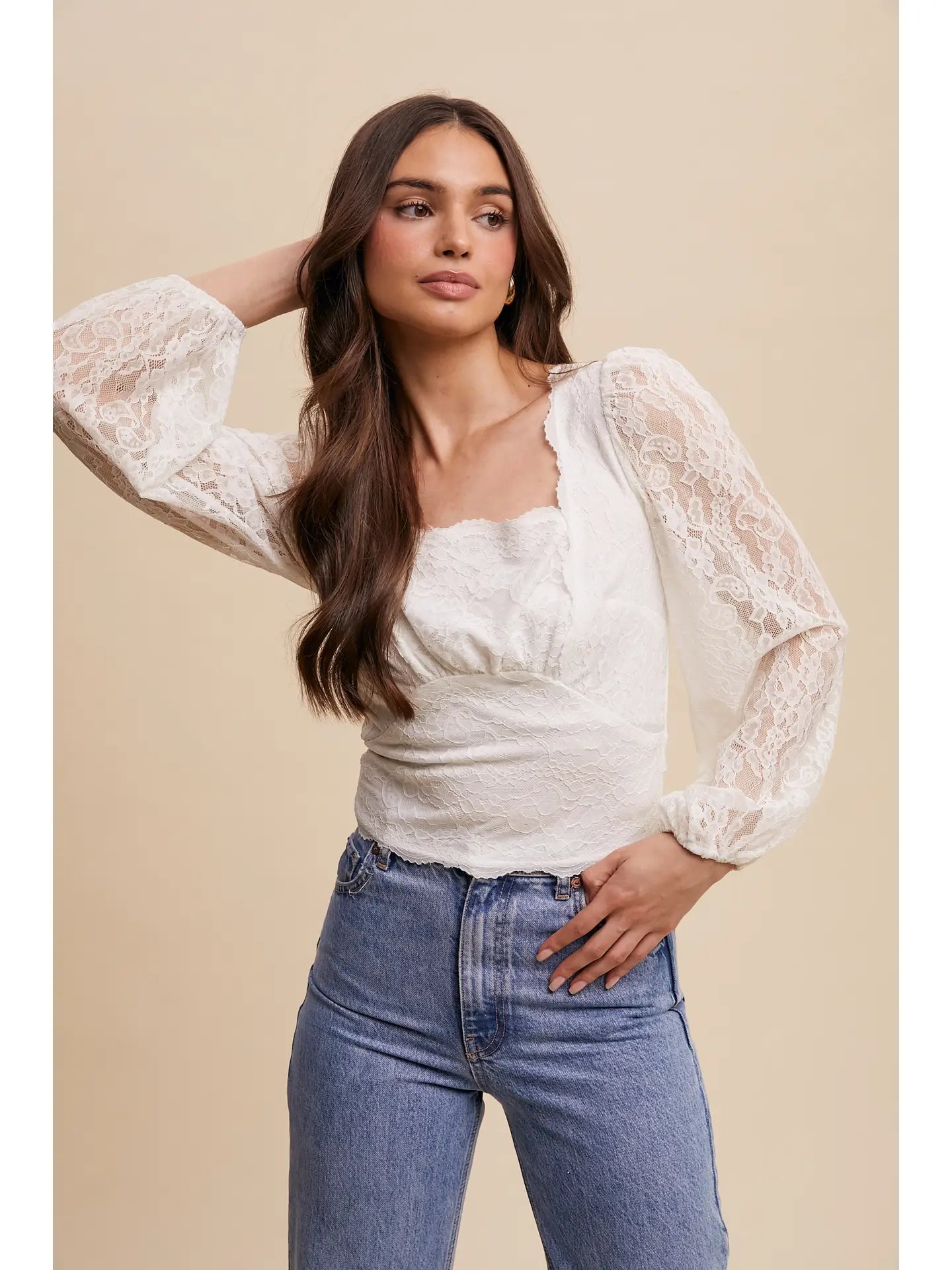 Lace Puff Sleeve Top
