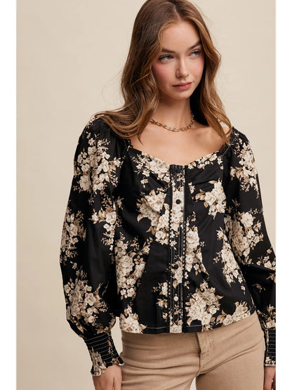 Floral Puff Sleeve Blouse