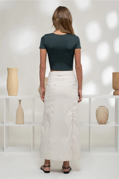 Reversible Round Neck Short Sleeve Crop Top