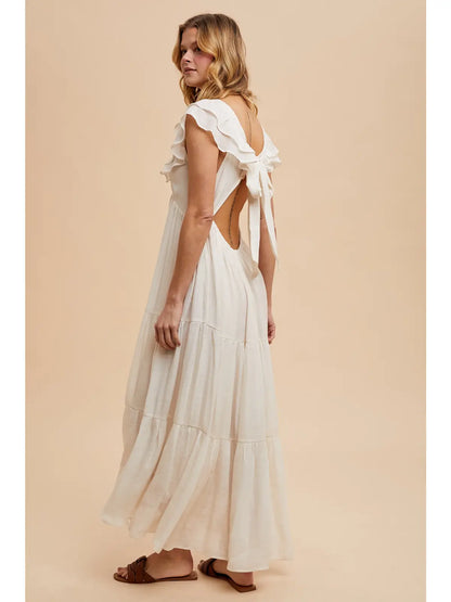 V Neck Ruffled Gauze Dress