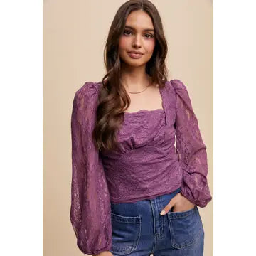 Lace Puff Sleeve Top