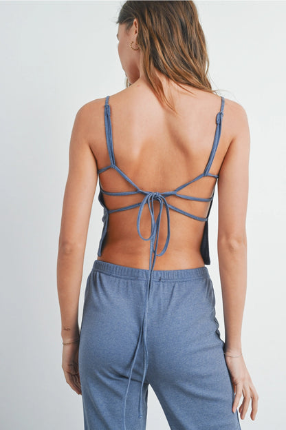 Washed Rib Open Back Tank Top