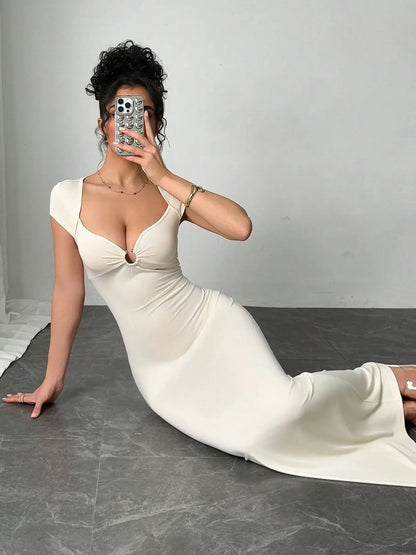 A Sexy V-Neck Design, Slim and Long Dress