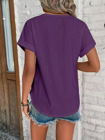 Women's Casual Short Sleeve Shirts Solid Color Trendy Blouses