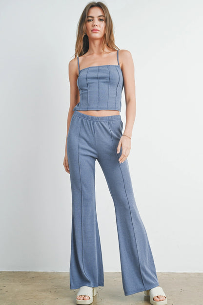 Washed Rib Open Back Tank Top