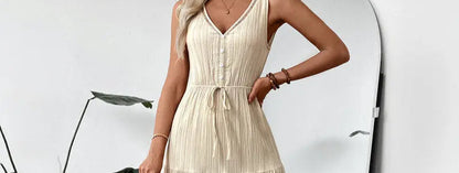 Textured Sleeveless Midi Dress Casual Flowy Vacation Look